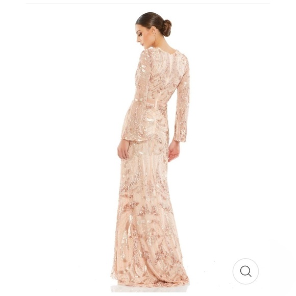 Mac Duggal SEQUINED FAUX WRAP SPLIT LONG SLEEVE GOWN size 4 NEW $598 - Picture 3 of 17